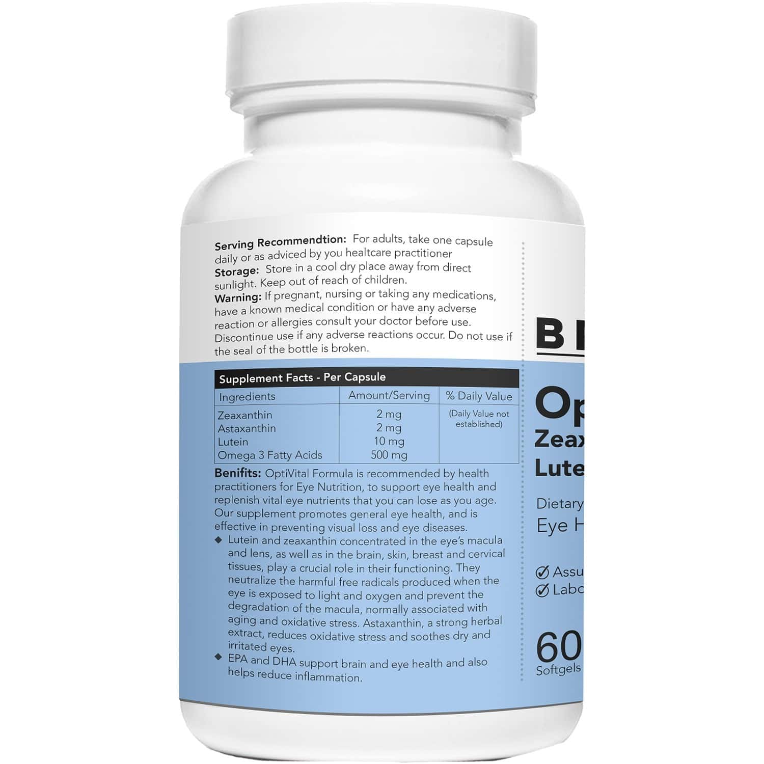 Buy BRIYO OPTIVITAL ZEAXANTHIN + ASTAXANTHIN + LUTEIN + OMEGA 3