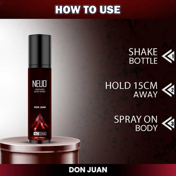 Neud Don Juan Perfumed Body Spray For Men| No Gas Deodorant With Long-Lasting Fragrance| 120Ml