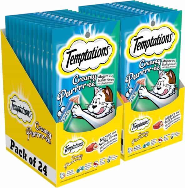 Temptations Creamy Purrrrr Ee Lickable Cat Treats | Maguro And Scallop Flavour | 24 X48 G