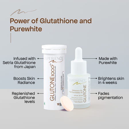 Glutone1000 & Glutone Serum Skin Brightening Combo Setria L-Glutathione & Purewhite