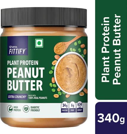 Saffola Fittify Plant Protein Peanut Butter Extra Crunchy 340g Jar