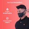Frido Ultra Comfortable Midnight Black Unisex Face Mask|Silver+ Washable Large Size (Pack Of 1)