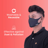 Frido Ultra Comfortable Midnight Black Unisex Face Mask|Silver+ Washable Large Size (Pack Of 1)