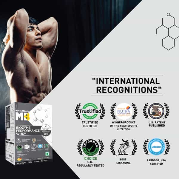 Muscleblaze Biozyme Performance Whey Protein | 50% Higher Protein Absorption (Magical Mango | 5X36g)