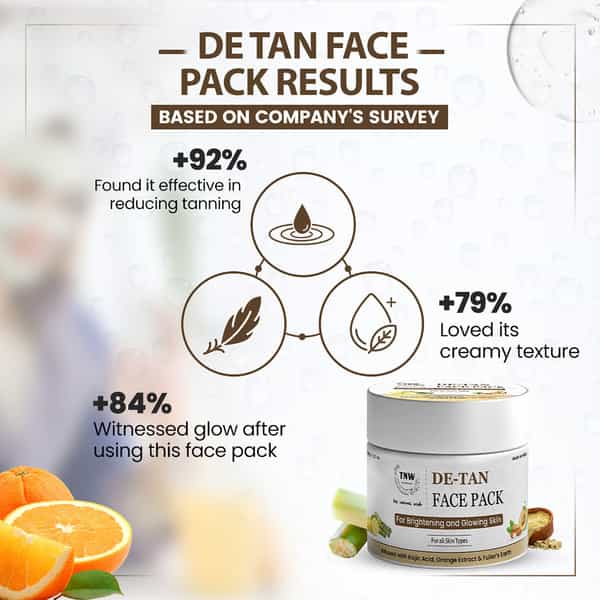 Tnw The Natural Wash Detan Face Pack | Orange Extract | Tan Removal For Glowing Skin 100 Gm