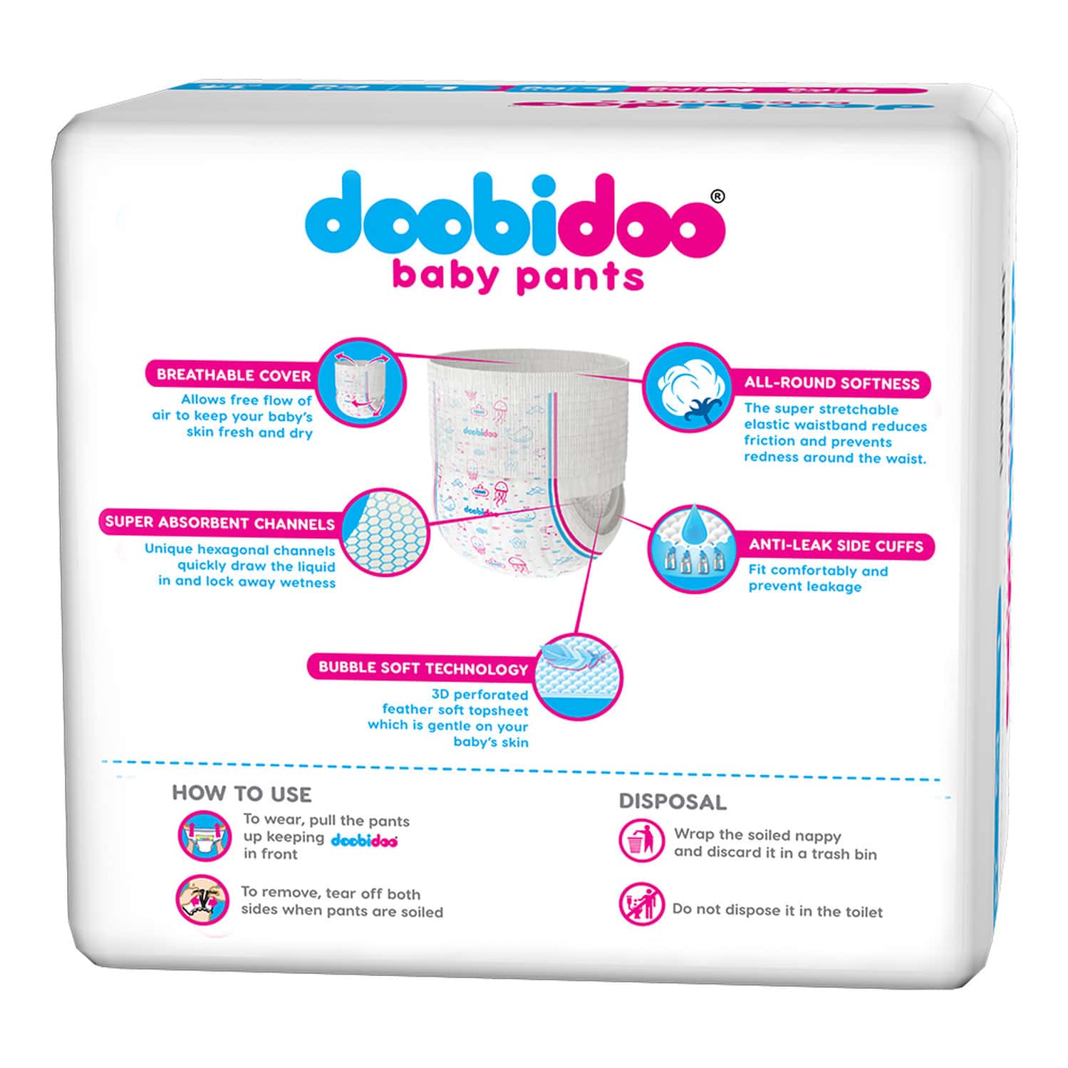 Buy DOOBIDOO BABY PANTS MEDIUM SIZE DIAPERS (16 COUNT) WITH ANTI