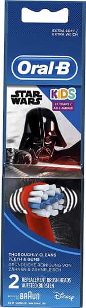 Oral-B Kids Electric Rechargeable Toothbrush Replacement Refills Featuring Star Wars - Pack Of 2