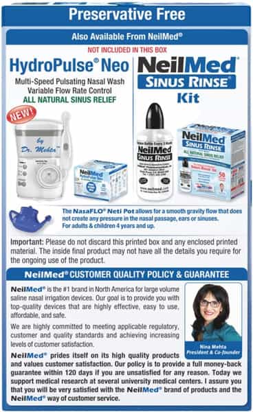 Neilmed Nasaflo Unbreakable Neti Pot With 50 Premixed Packets