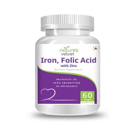 Natures Velvet Iron & Folic Acid With Zinc | 60 Softgels
