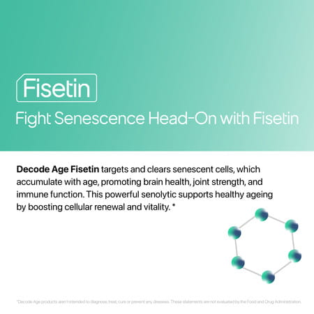 Decode Age Fisetin Supplement | Supports Skin & Hair Health | 100mg | 30 Capsules | Veg