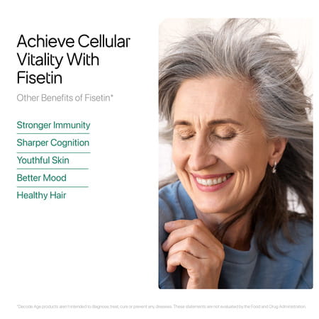 Decode Age Fisetin Supplement | Supports Skin & Hair Health | 100mg | 30 Capsules | Veg