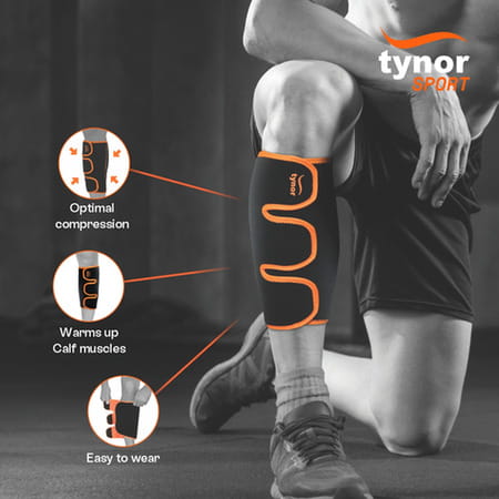 Tynor Shin & Calf Support Neo Black & Orange Universal 1 Unit