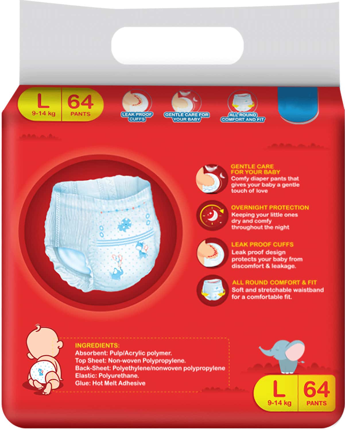 Buy NIINE DIAPER PANTS LARGE MEGA PACK 64 PANTS Online & Get Upto 60
