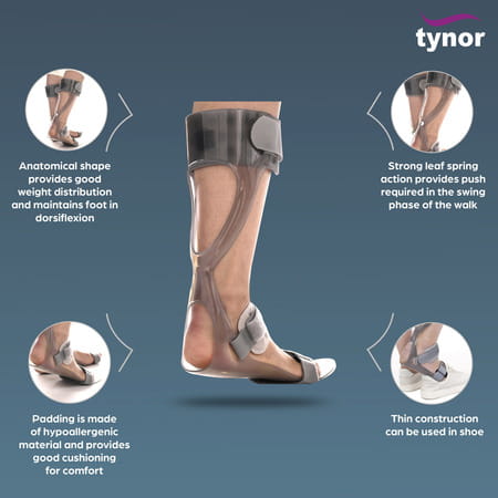 Tynor Foot Drop Splint Grey Left Child 1 Unit