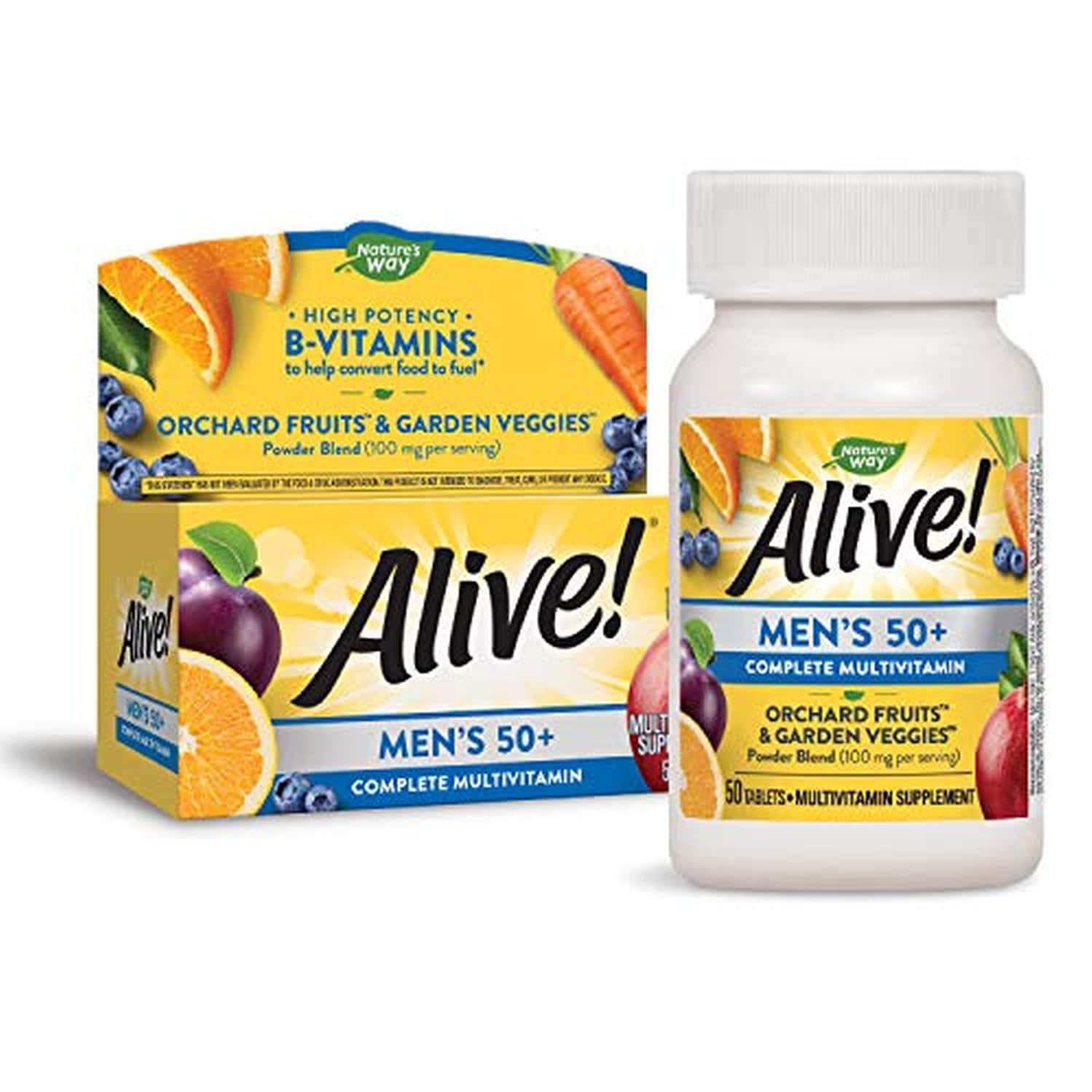 Nature's Way Alive Men 50+ Complete Multivitamin | High Potency B-vitamins | 50 Tablets