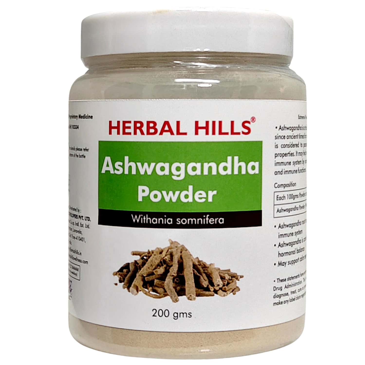 Herbal Hills Ashwagandha Powder - Withania Somnifera 200 Gms (pack Of 2)