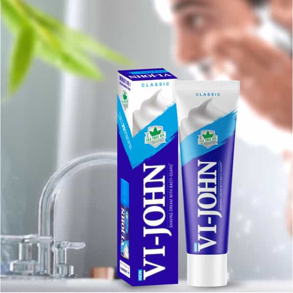 Vi-John Classical Shaving Cream For Men With Tea Tree Oil And Bacti-Guard 125Gm (Pack Of 12)