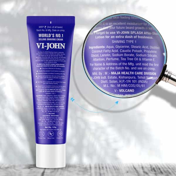 Vi-John Classical Shaving Cream For Men With Tea Tree Oil And Bacti-Guard 125Gm (Pack Of 12)