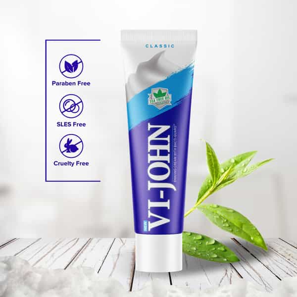 Vi-John Classical Shaving Cream For Men With Tea Tree Oil And Bacti-Guard 125Gm (Pack Of 12)