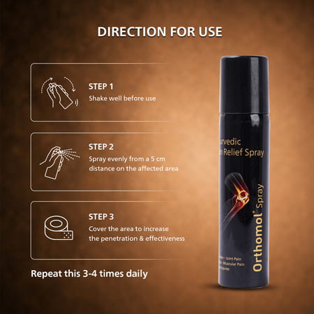 Orthomol Ayurvedic Pain Relief Spray 55 Gm | Joint | Knee | Back Pain & Muscular Pain (Pack Of 2)