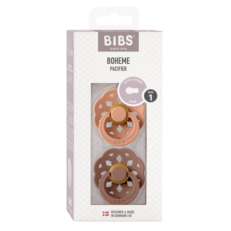 Bibs Boheme 2 Pack Latex Size 1 Peach/Woodchuck - 0+ Months