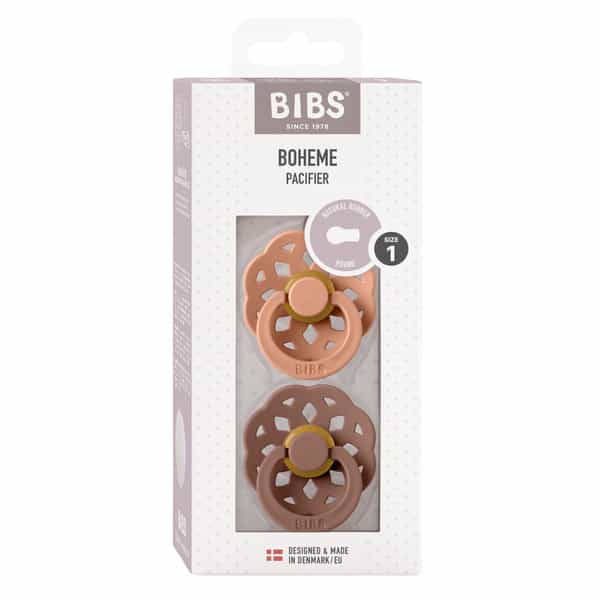 Bibs Boheme 2 Pack Latex Size 1 Peach/Woodchuck - 0+ Months