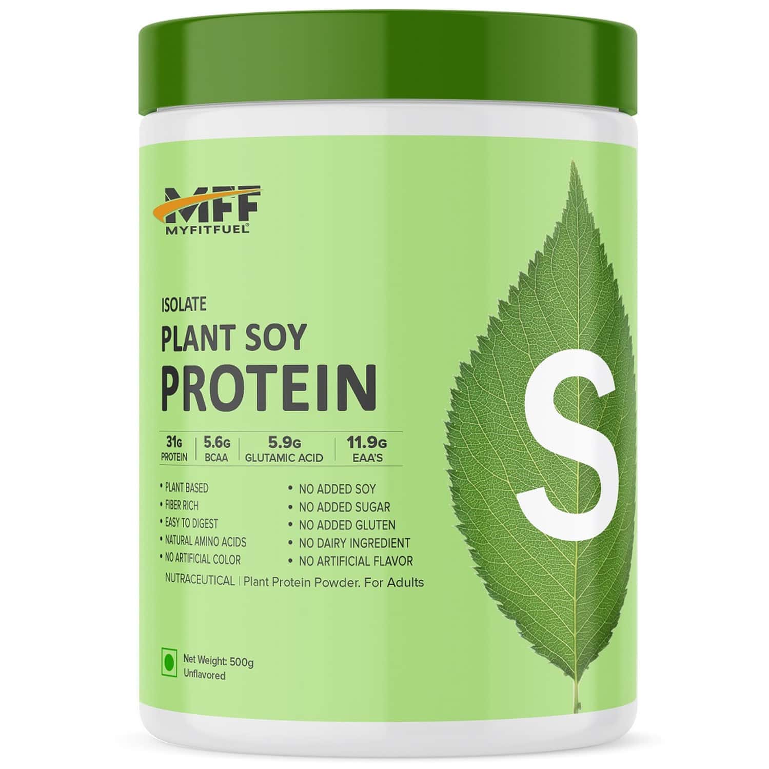 Myfitfuel Plant Soy Protein Isolate 90 | Pure Soy | 500gm | 14 Servings (unflavoured)