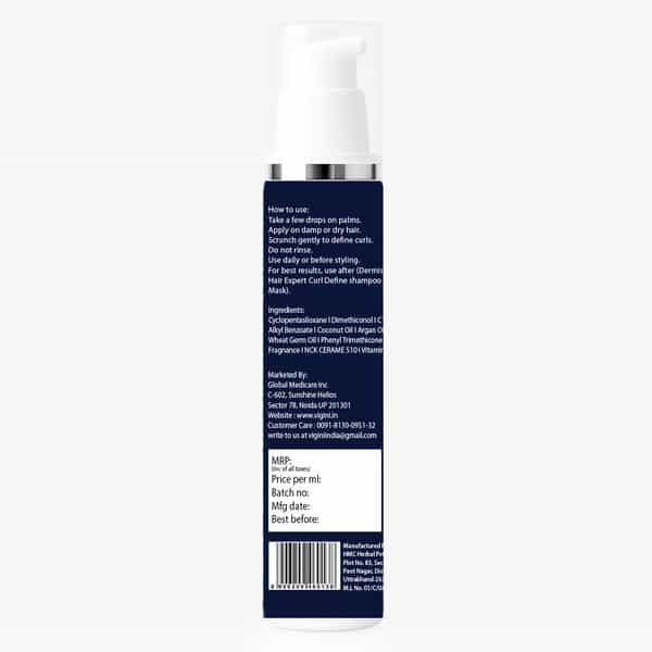 Dermistry Curly Hair Serum Ceramides Wheat Germ Oil For Curl Defining Hydrationfrizz Control 50Ml