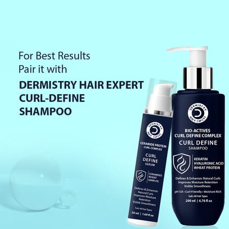 Dermistry Curly Hair Serum Ceramides Wheat Germ Oil For Curl Defining Hydrationfrizz Control 50ml