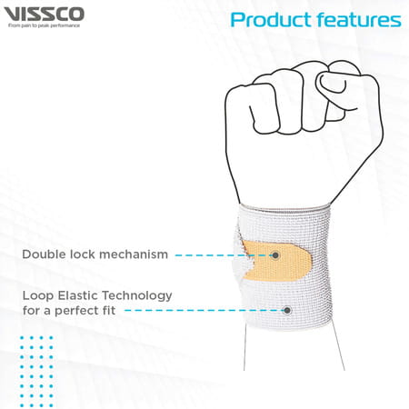 Vissco Wrist Binder With Double Lock | Provides Firm Grip & Support For To The Wrist - Xxl(Grey)