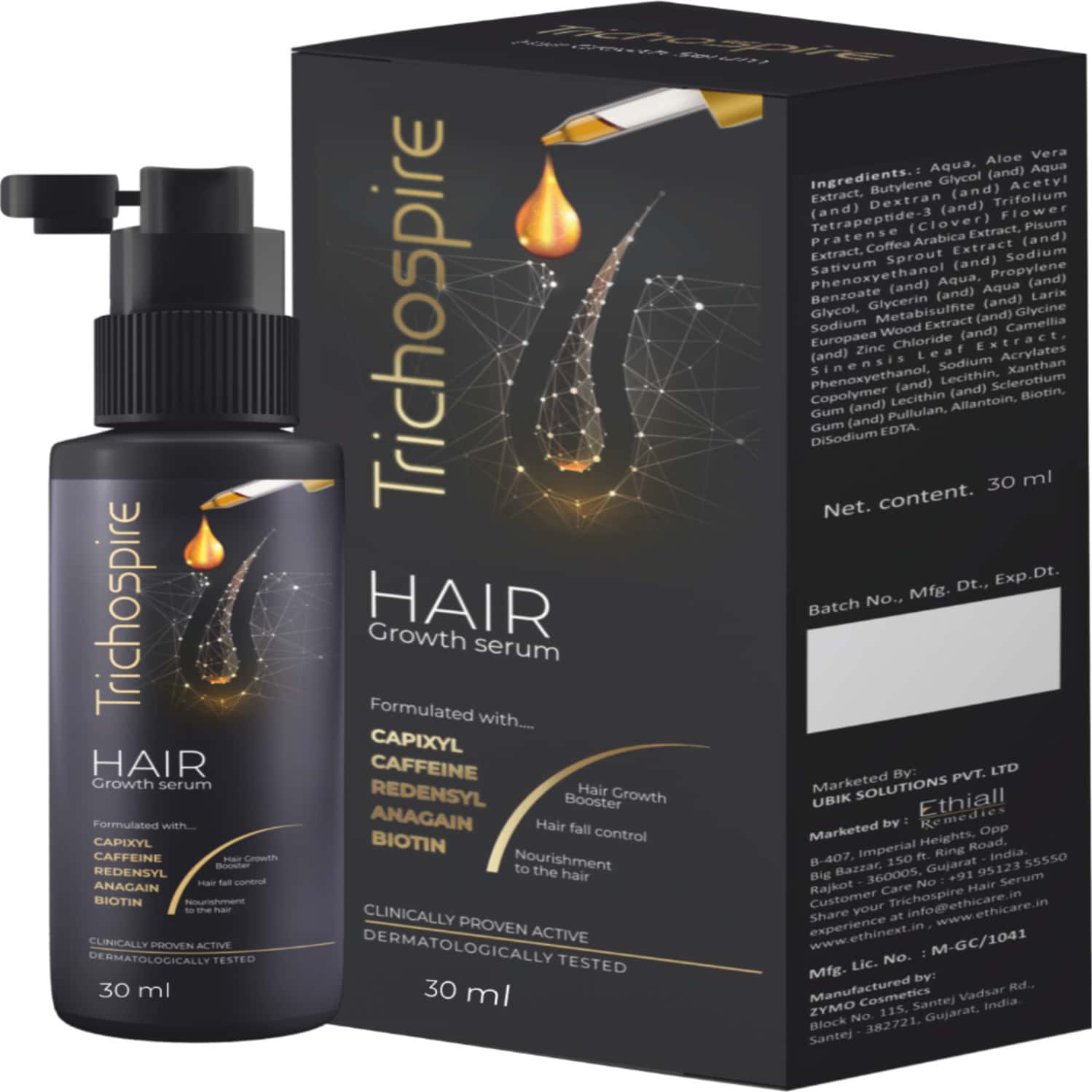 Trichospire Hair Growth Serum For Hair Regrowth & Reduces Hair Fall For Men & Women 30ml