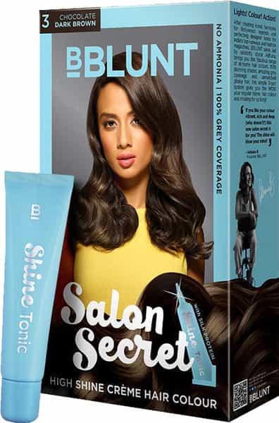 Bblunt Salon Secret High Shine Creme Hair Colour Chocolate Dark Brown Kit 108Gm