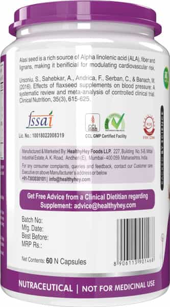 Healthyhey Nutrition Alasi Seed Extract 60 Vegetable Capsules