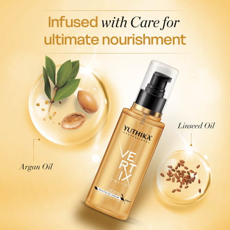 Yuthika Vertix Revitalize Serum 100ml With Linseed And Argan Oil For Lustrous Healthy Hair