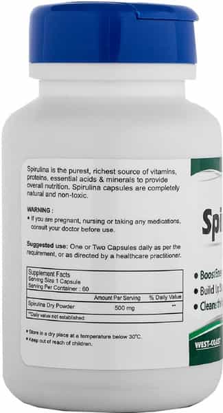 Healthvit Superfood Spirulina 500Mg - 60 Capsules ( Pack Of 2 )