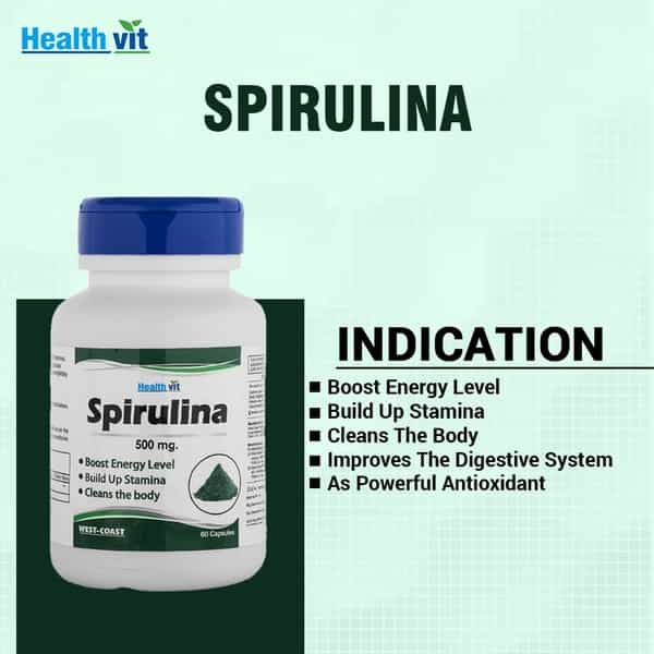 Healthvit Superfood Spirulina 500Mg - 60 Capsules ( Pack Of 2 )