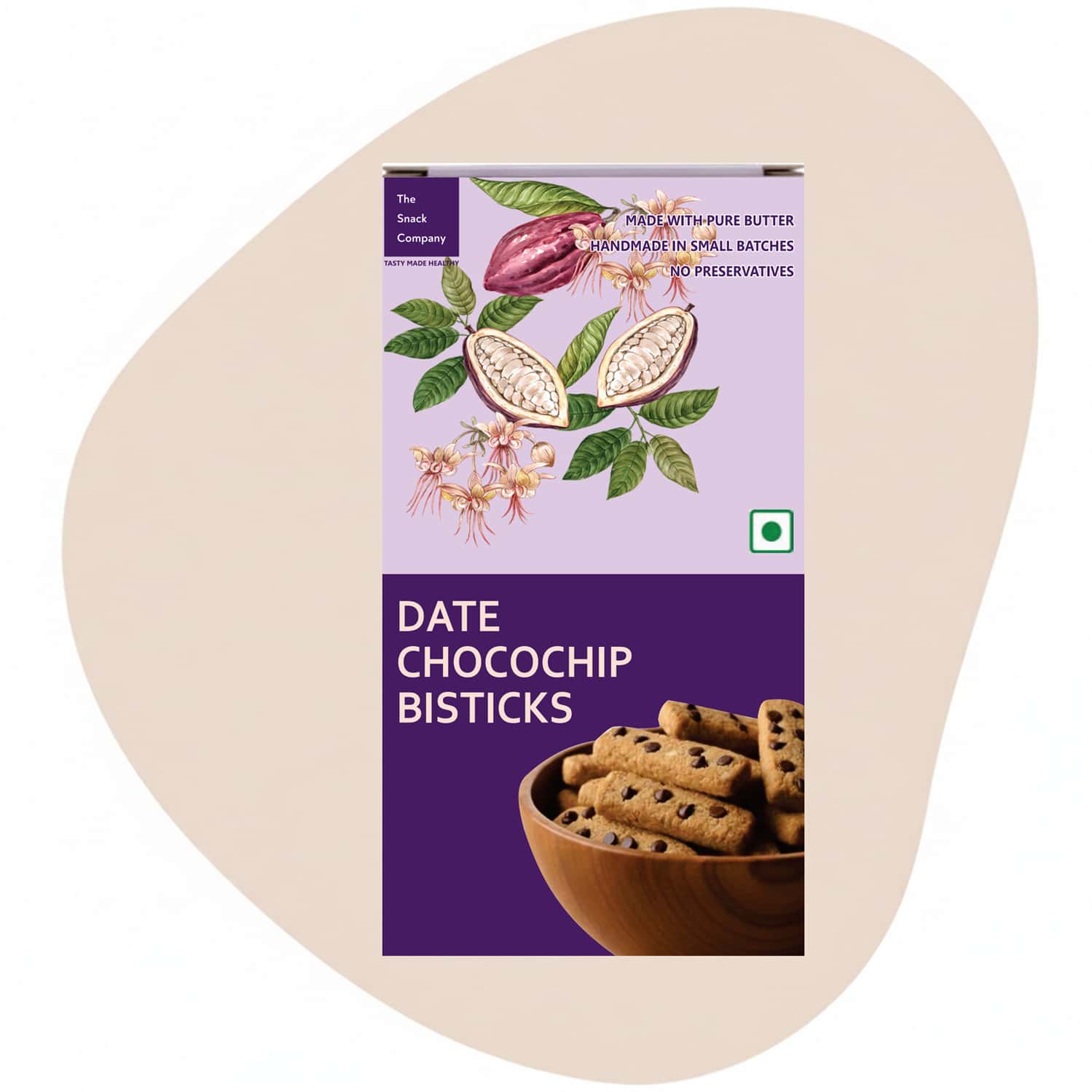 The Snack Company Date Chocochip Bistick 90g | Atta Biscuit | Made With Butter | No Palm Oil