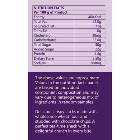 The Snack Company Date Chocochip Bistick 90G | Atta Biscuit | Made With Butter | No Palm Oil