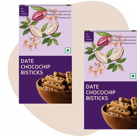 The Snack Company Date Chocochip Bistick 90G | Atta Biscuit | Made With Butter | No Palm Oil