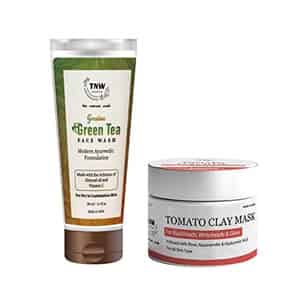 Tnw The Natural Wash Tomato Clay Mask & Green Tea Face Wash With Nourishing Ingredients