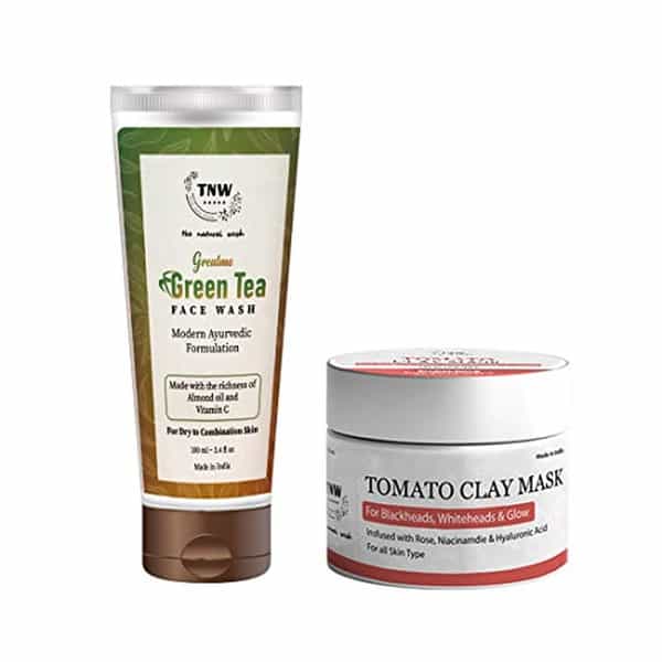 Tnw The Natural Wash Tomato Clay Mask & Green Tea Face Wash With Nourishing Ingredients