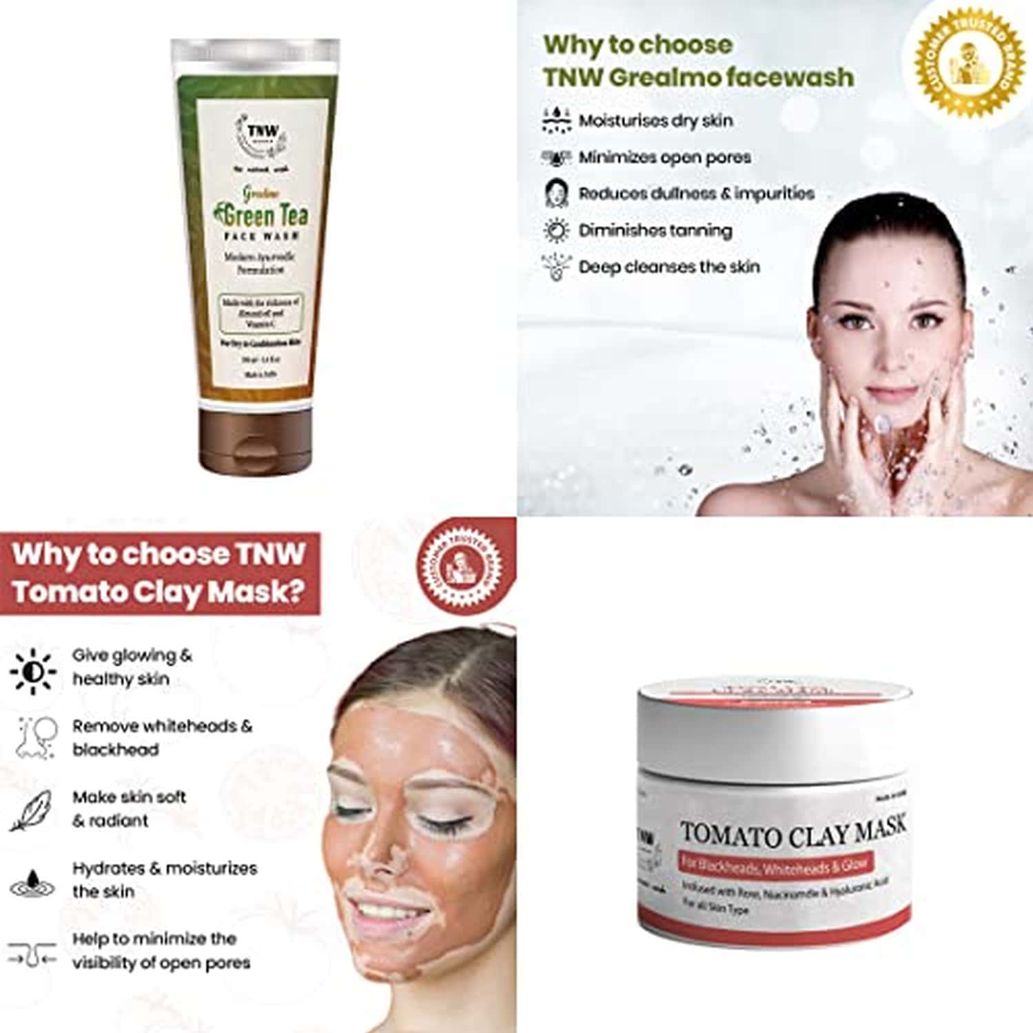 Buy TNWTHE NATURAL WASH TOMATO CLAY MASK & GREEN TEA FACE WASH WITH