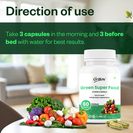 Oribite Green Superfood Blend Capsules For Daily Detox 60 Capsules