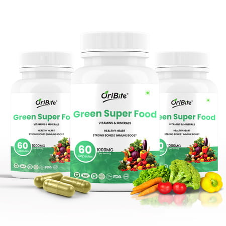 Oribite Green Superfood Blend Capsules For Daily Detox 60 Capsules