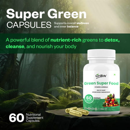 Oribite Green Superfood Blend Capsules For Daily Detox 60 Capsules