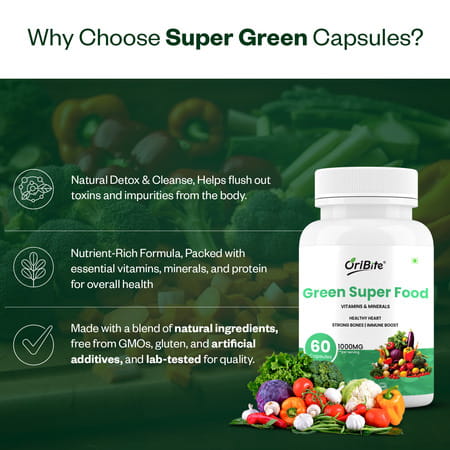 Oribite Green Superfood Blend Capsules For Daily Detox 60 Capsules
