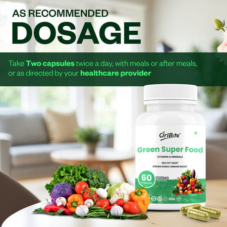 Oribite Green Superfood Blend Capsules For Daily Detox 60 Capsules