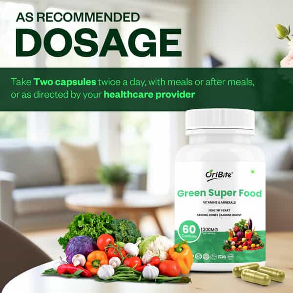 Oribite Green Superfood Blend Capsules For Daily Detox 60 Capsules