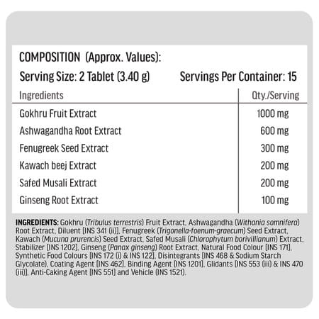 Hk Vitals Testo Bold | Testosterone Booster For Men | For Energy & Stamina | 30 Tablets