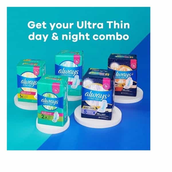 Always Ultra Thin Long/Super With Wings Unscented Pads 32 Count